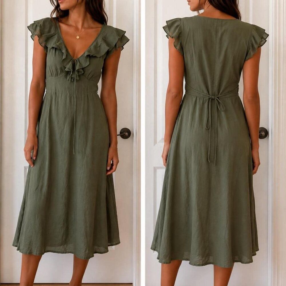 Old Navy Ruffle Sleeve Fit & Flare Midi Dress, size M